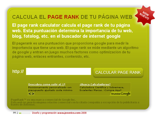 Calculadora de pagerank para el buscador google